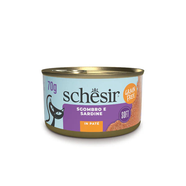 Alimento complementare Schesir Sgombro e Sardine Paté 70 g per gatti adulti Alimento complementare Schesir Sgombro e Sardine Paté 70 g per gatti adulti